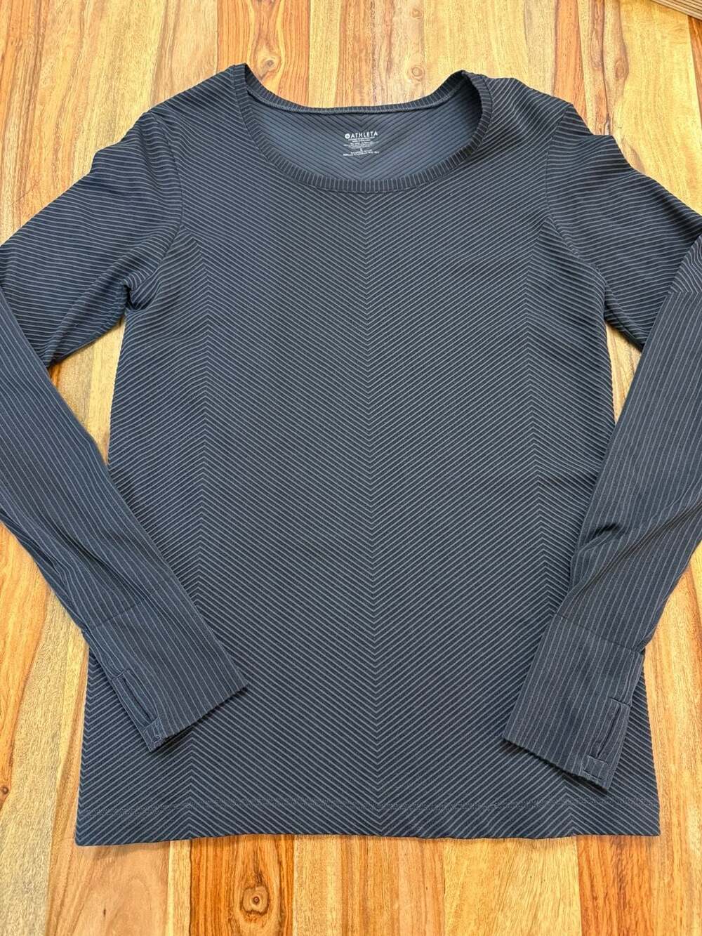 Athleta Long Sleeve Ribbed Thumbhole Top Size L Black